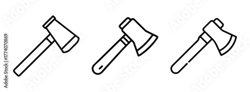 Axe drawing vector illustration set of wood cutting axes for lumberjack and forestry work tools