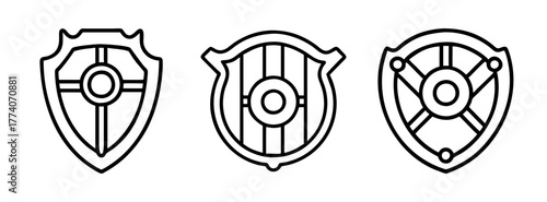 Vector shields set outline illustration medieval heraldic shield design collection security icons