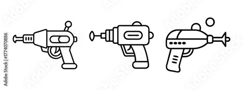 Collection of vintage ray guns vector illustration for laser gun toy design and retro art projects