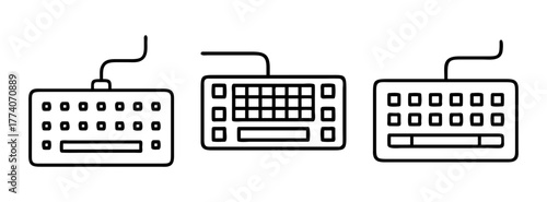 Three different keyboard designs vector illustration for tech blog and computer accessories website design and graphics