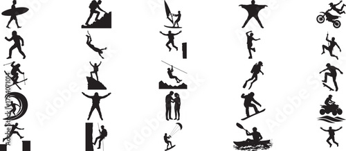 Collection of Silhouettes of People Engaged in Various Sports and Activities Keywords