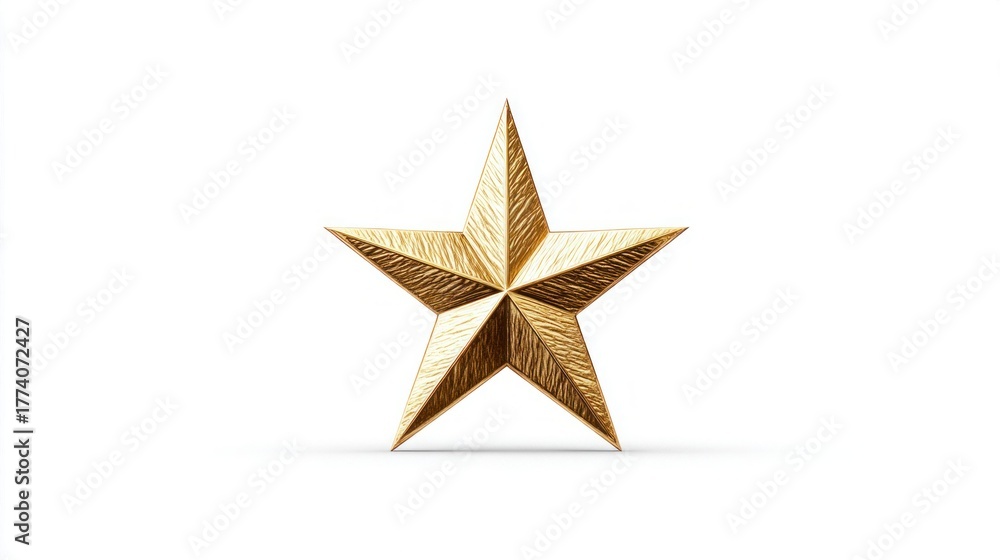 Obraz premium Golden star isolated on white background, perfect for awards and achievements