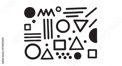 Black and white abstract geometric shapes minimalist design graphic element