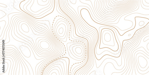 The golden on white contours topography stylized relief diagram line wave carve pattern background 