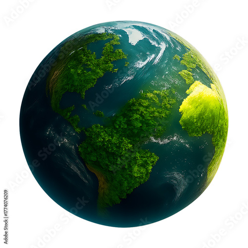 Lush Earth A World Covered in Green Trees and Thriving Flora, Healthy Environment Concept