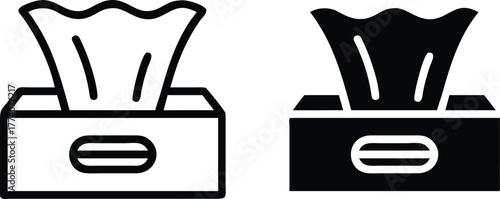 Tissue Box Icon Vector – Paper Tissue Hygiene Illustration and Vector Silhouette..eps
