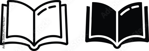 Open Book Icon Vector – Reading Education Library Graphic and Vector Silhouette..eps