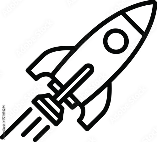 Rocket vector icon symbolizing innovation, technology and space exploration endeavors