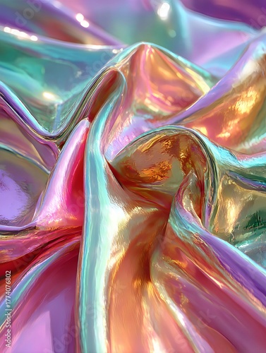 iridescent fabric, abstract folds, 光沢布, カラフル, アートテクスチャ, 光の反射