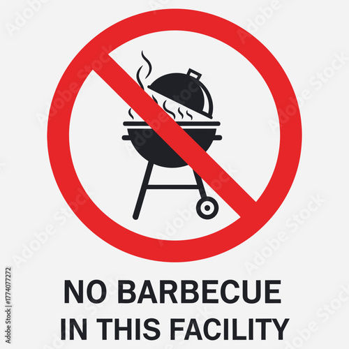 No Barbecue Sign Prohibited Grill in Facility, Symbol of Restriction
