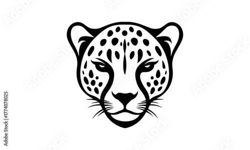 Vector silhouette of a cheetah head with spots, icon, symbol, cheetah logo.