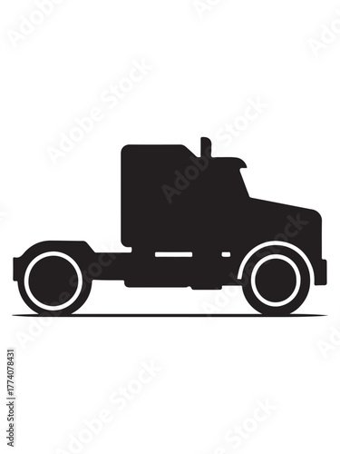 Modern aerodynamic semi truck cab silhouette icon