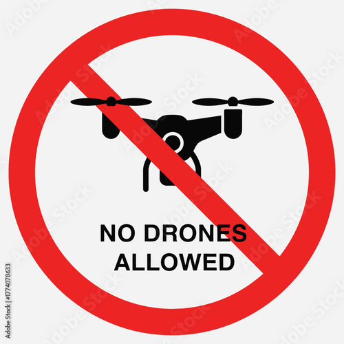 Clear prohibition sign indicating no drone flights permitted in designated areas for safety and privacy regulations