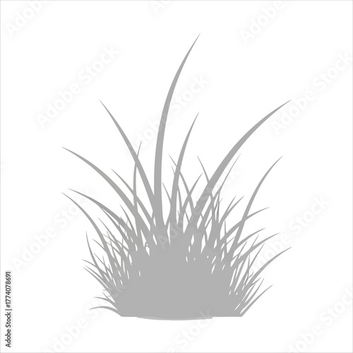 Grey grass tuft silhouette vector illustration. Isolated plant icon graphic design element for nature and lawn concepts. 5.eps file format