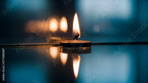 A candle flame is reflected infinitely in a mirror, a symbol of continuity and multiplied hope