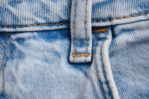 Close-up of jeans with belt loop