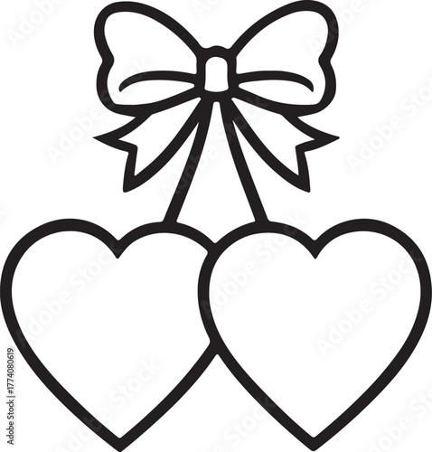 Two heart locket silhouette, Perfect for Valentine’s Day, jewelry branding, or love-themed merch. Tied Together, Love in Pairs, Forever Linked