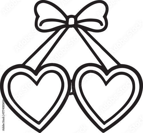 open  heart locket vector design, a clean, romantic silhouette featuring two heart halves suspended from a ribbon bow,  heart shaped locket pendant with decorative ribbon, Hearts Unfolded,