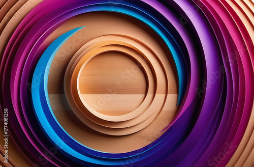 Colour Wooden Spiral Abstract Background