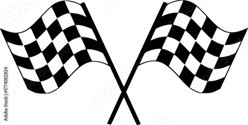 Exciting checkered flags waving, perfect for motorsport events, racing teams and victory celebrations, dynamic finish line design, symbolic of speed and success