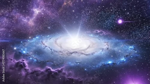Vibrant spiral galaxy glowing with cosmic energy and distant stars.