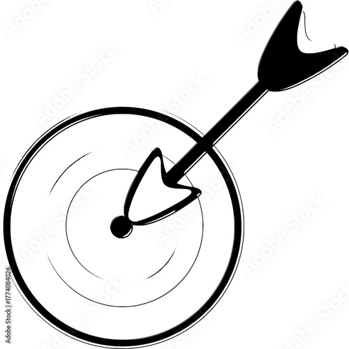 Hit the mark with this minimalist, black and white target and arrow illustration for your next project or marketing campaign for ultimate success