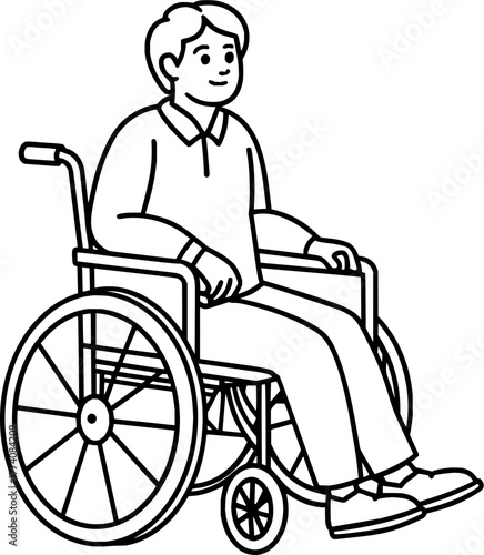 Empowering illustration of a smiling person with disability using a wheelchair, promoting diversity, inclusion, and accessibility for all abilities