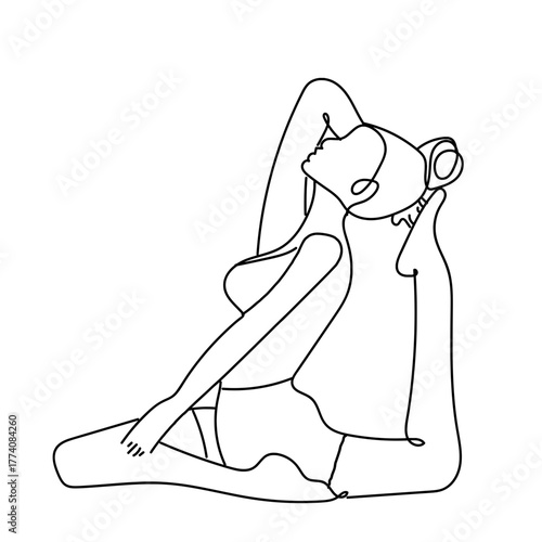 Elegant yoga pose line art for wellness brands, serene modern style, mindfulness and flexibility, perfect for spas and health studios, minimal design