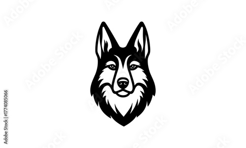Vector silhouette of a german shepherd dogs face, icon, symbol, dog logo.