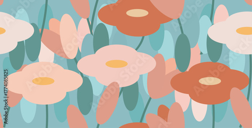 Abstract flower seamless pattern illustration vector 