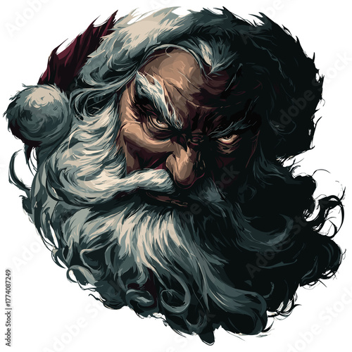 Scary Evil Santa Clause Face Vector Clipart