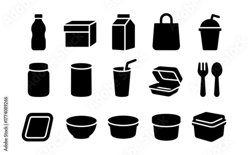 Essential food and drink packaging icons for modern design projects