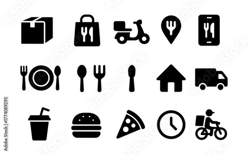 Essential icons for food delivery apps and services