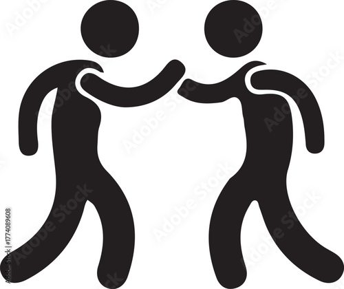 Two stick figures bumping fists in agreement