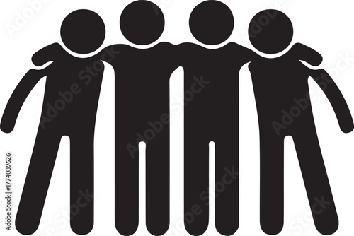 Group of four people hugging each other