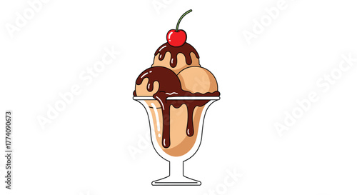 Indulge in sweet delight with a tempting ice cream sundae, perfect for summer treats and dessert menus with its delicious cherry topping