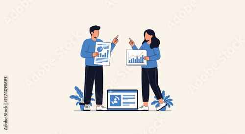 Modern business team reviewing charts and graphs for strategic planning and data driven decisions in a collaborative workspace environment