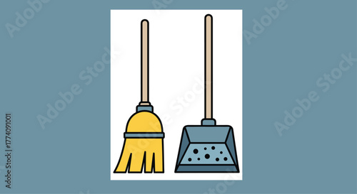 Keep it clean and sparkling with this cute broom and dustpan icon, perfect for cleaning service ads and home care promotions