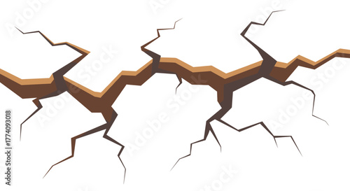 Dramatic earth crack creates a sense of danger and instability, perfect for disaster or breaking news visuals