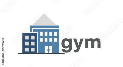 Modern building icon with the word gym, perfect for fitness center branding and health club promotions