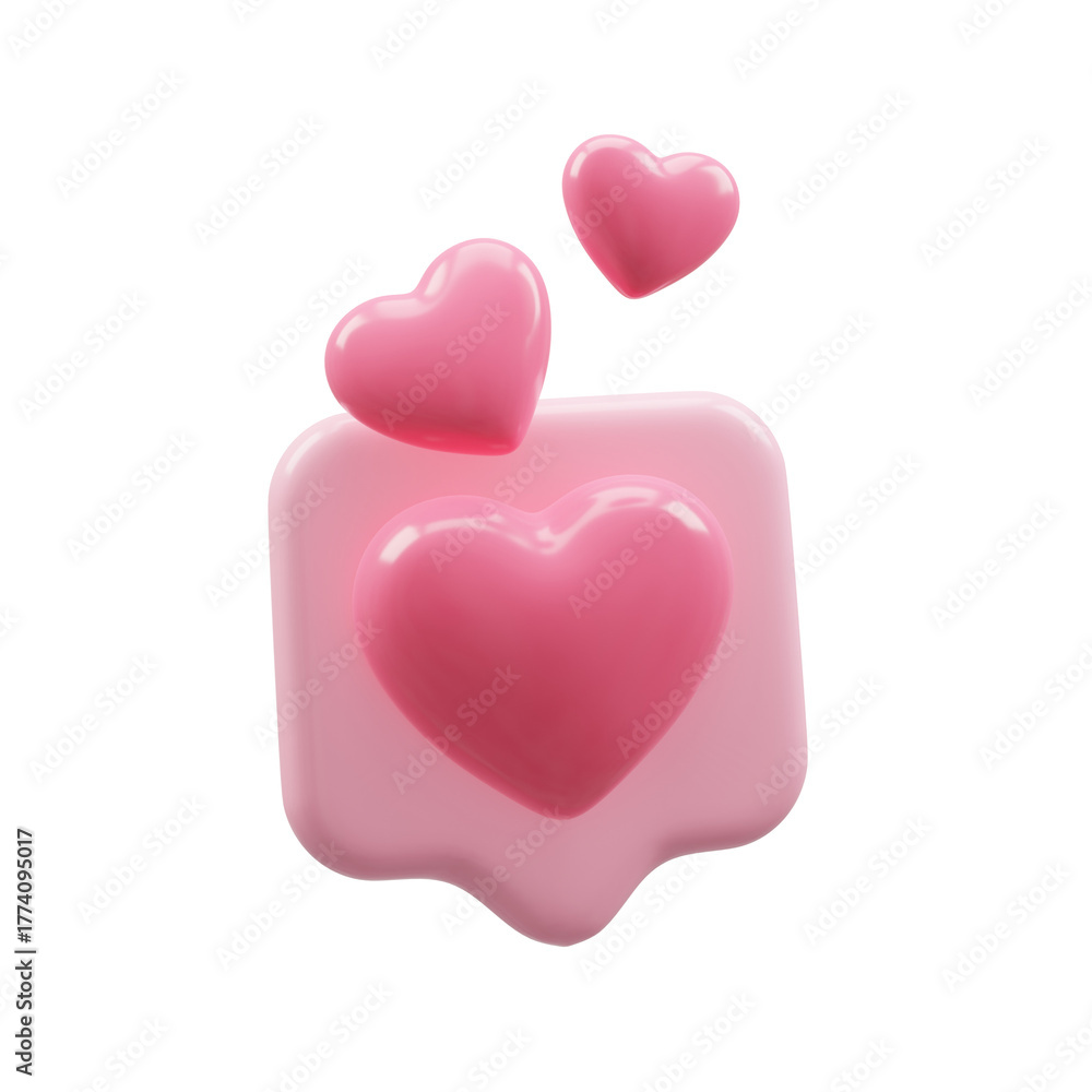 Fototapeta premium 3D Render of Pink Heart Notification Icon