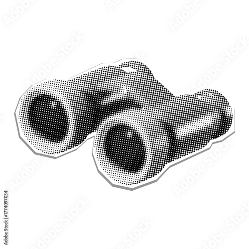 Binoculars halftone retro sticker