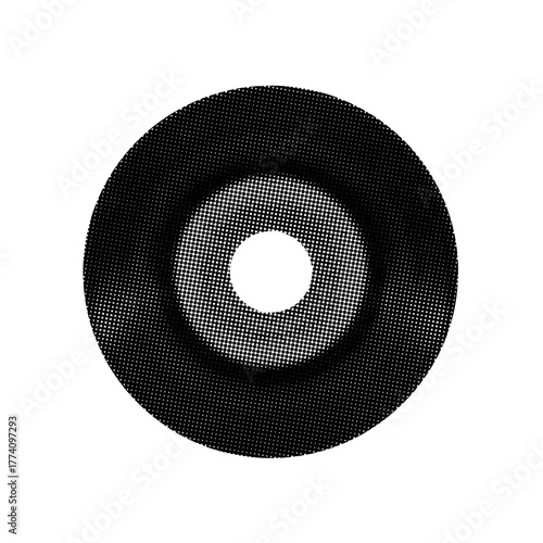 Black vinyl record Halftone Retro Vintage