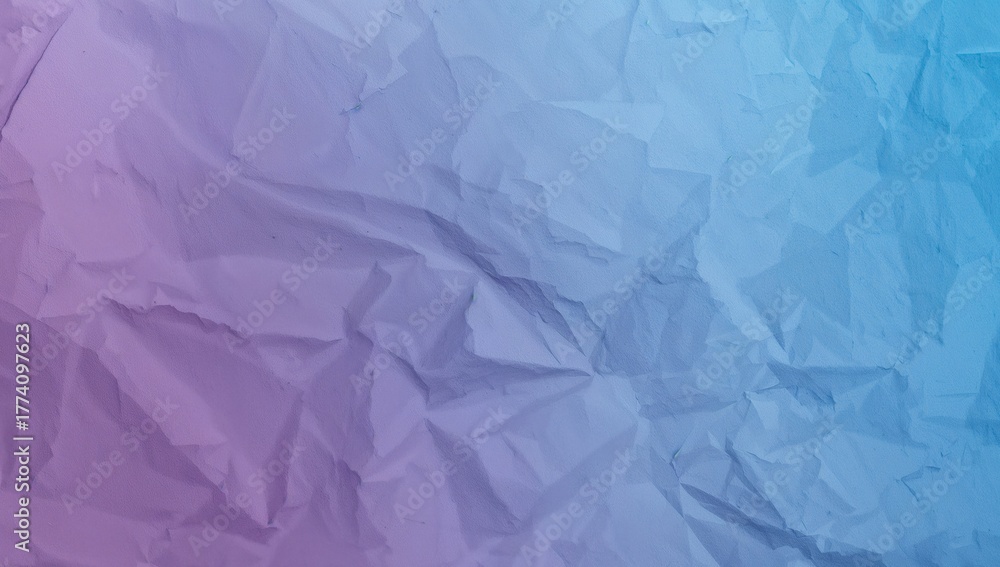 Fototapeta premium Abstract Gradient of Crushed Paper with Light and Shadow, Lilac to Cyan Hues.