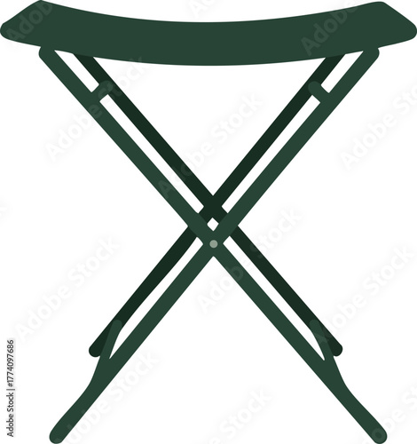 Folding stool furniture simple portable seating design vector illustration for leisure and camping use 