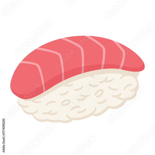 Tuna Nigiri Sushi Cartoon Flat Illustration