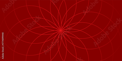 Abstract red background with glowing curve lines. Modern shiny red gradient geometric circle lines pattern. Futuristic concept. Suit for banner, brochure, poster, presentation, cover, website