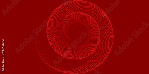 Abstract red background with glowing curve lines. Modern shiny red gradient geometric circle lines pattern. Futuristic concept. Suit for banner, brochure, poster, presentation, cover, website
