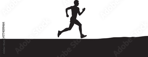 Black silhouette of a man running on a dark surface