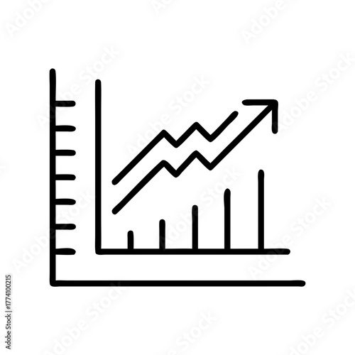 Area chart icon vector illustrating data growth and analysis  